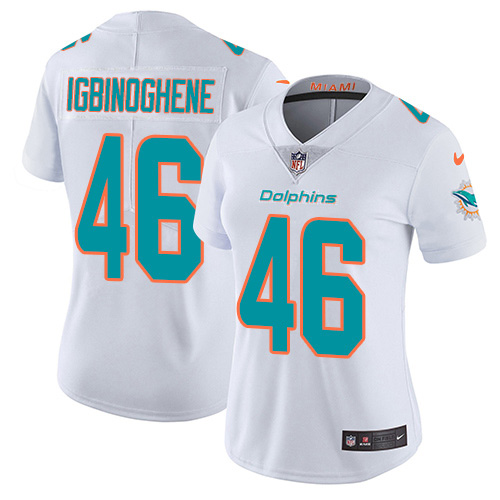 Nike Miami Dolphins #46 Noah Igbinoghene White Women Stitched NFL Vapor Untouchable Limited Jersey->women nfl jersey->Women Jersey